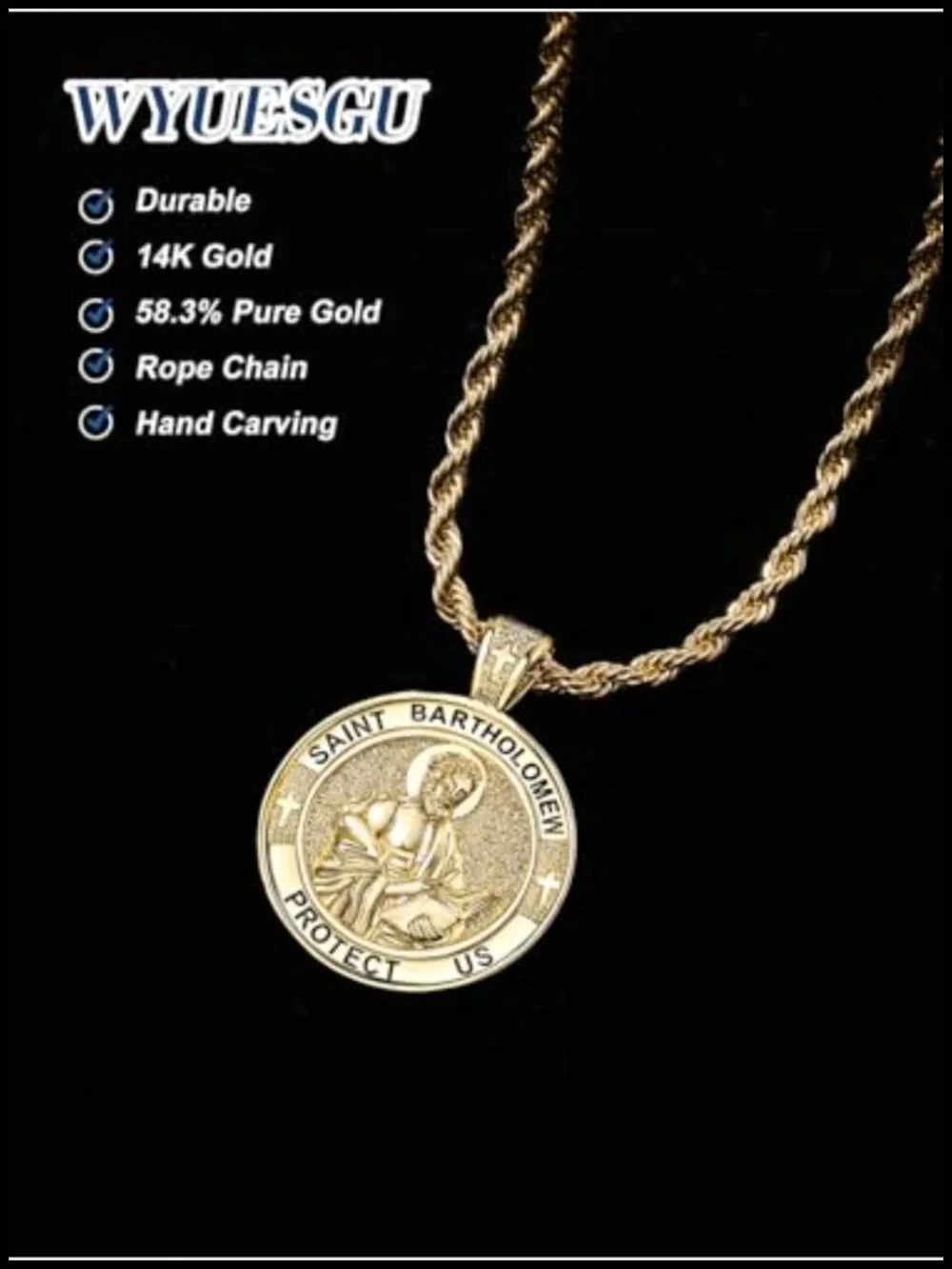 14K Gold Plated Saint Dymphna Pendant Necklace Catholic Religious Gift with